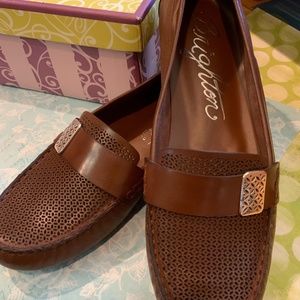 Brighton Noland Caramel Napa Leather Loafer size 8.5 new in box